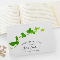 Green English Ivy Vine Funeral Memorial  Guest Book