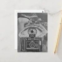 Retro Camera Eyeball and Snake surreal collage art Postcard