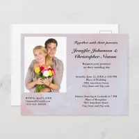 Budget Custom Photo Lavender Mist Marble Wedding Postcard