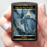 Blue marble with golden veins for zippo lighter