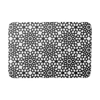 Crisp Black and White Snowflake pattern  Bath Mat