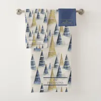 Blue Gold Christmas Pattern#8 ID1009 Bath Towel Set