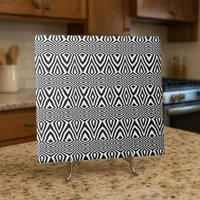 Black and White Geometric Mosaic Optical Illusion  Ceramic Tile