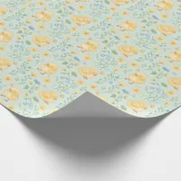 Cute Yellow Chicks and Flowers Pattern Wrapping Paper