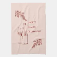 Liberté Égalité Chardonnay Funny Wine Illustration Kitchen Towel