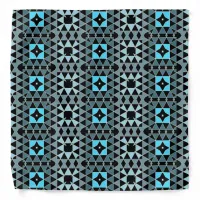 Blue & Black Trendy Op Art Geometric Pattern Bandana