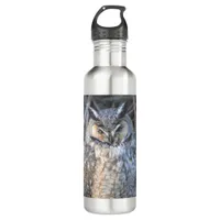 Beautiful Long-Eared Owl at Sunset Stainless Steel Water Bottle
