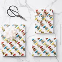 Cute Bears in Galoshes with Umbrellas Whimsical Wrapping Paper Sheets