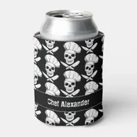 Chef Skulls with Crossed Knives Cook Can Cooler