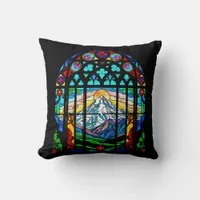 Mt. Shasta in stained glass Throw Pillow