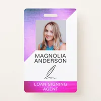 Pink Foil Notary Loan Signing Agent Quill Badge