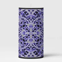 Purple and Silver Lace Pattern Pillar Candle