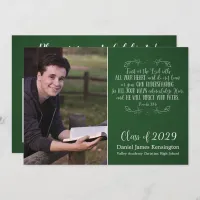 Christian Bible Verse Green Graduation Photo Invitation