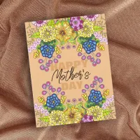 Intricate Colorful Flowers Foliage Mother's Day Postcard