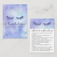 Lash Artist Aftercare Silver Blue Glitter Foil Business Card