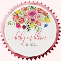 Wildflower Baby In Bloom Floral Baby Shower Edible Frosting Rounds