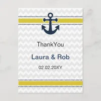 chevron stripes, anchor, nautical Thank You cards