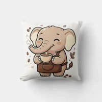 Kawaii Elephant Throw Pillow