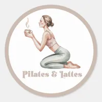 Pilates & Lattes Wellness Experience Party Classic Round Sticker