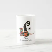 Personalised Spooky Witch's Hat and Boot Bone China Mug