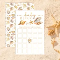 Watercolor Ocean Little Pearl Baby Shower Bingo Ga