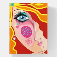 Abstract Art Quirky Face Eye Red Yellow Paperweight