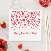 Valentine's Day Red Confetti Hearts Pattern Paper Dinner Napkins