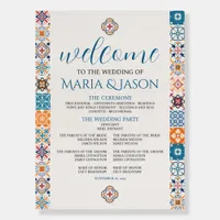 Mexican Talavera Colorful Floral Wedding Program Foam Board