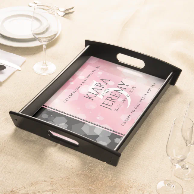 Elegant 5th Rose Quartz Wedding Anniversary Serving Tray