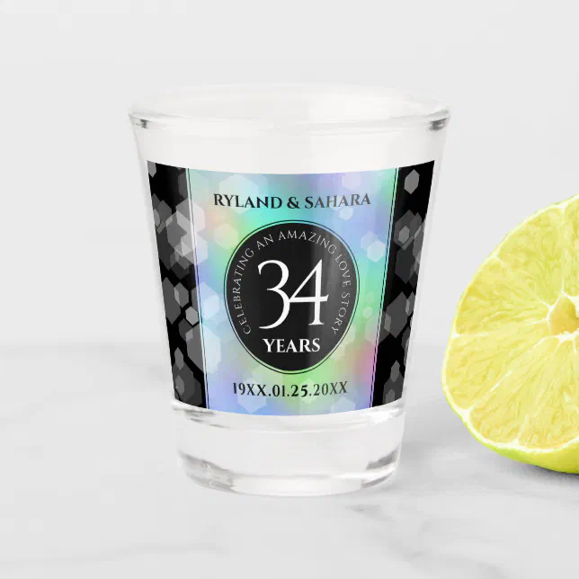 Elegant 34th Opal Wedding Anniversary Celebration Shot Glass