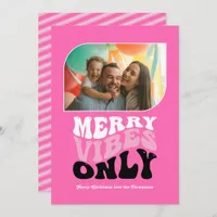 Merry Vibes Only Retro Christmas Holiday Photo