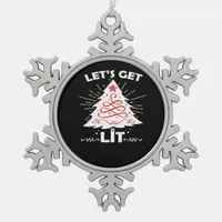 Let's Get Lit - White Essential Snowflake Pewter Christmas Ornament