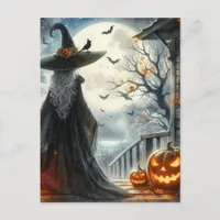 A Witch on Halloween  Postcard
