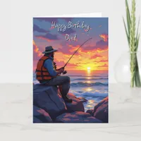 Wishing Dad a Happy Birthday | Fishing at Sunset Card