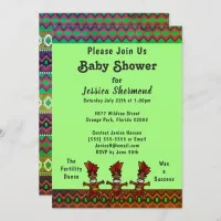 Tribal Baby Shower Green Abstract Fertility Dance Invitation