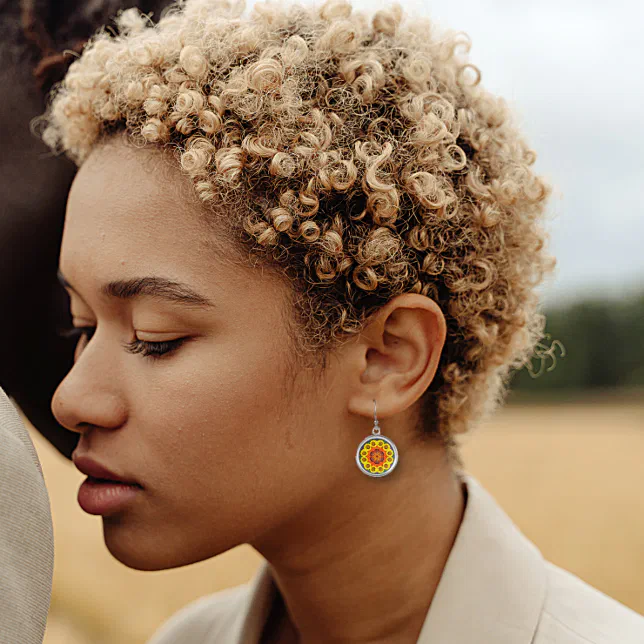 Golden flower kaleidoscope earrings