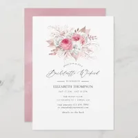 Blush Pink & Rose Gold Floral Bachelorette Weekend Invitation