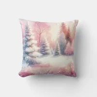 Pink Winter Wonderland Christmas  Throw Pillow