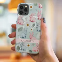 Personalized Floral Bunny iPhone Case