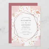 Rose Gold and Blush Geometric Wedding Invitation