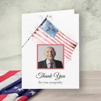 American Flag Funeral Memorial Sympathy Letterpress Thank You Card