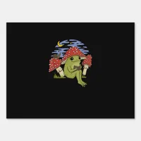Frog With Mushroom Hat - Cottagecore Goblincore Bo Sign