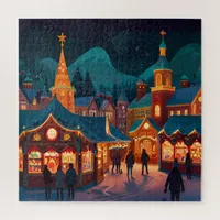 Enchanting Christmas Market Town Winter Wonderland Jigsaw Puzzle