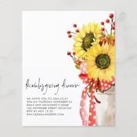 PAPER  Rustic Sunflower Thanksgiving Dinner Invite