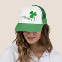 Green Glitter Shamrock Happy St Patrick’s Day  Trucker Hat