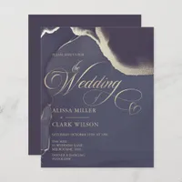 BUDGET Abstract Gold Navy Wedding Invitation