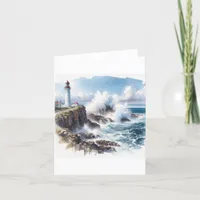 Coastal Beach Lighthouse Thank You Card