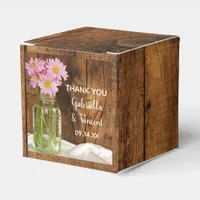 Faux Barn Wood Mason Jar and Pink Daisies Wedding Favor Boxes
