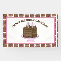 Personalized Pink and Brown Happy Birthday Banner