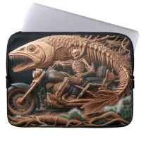 skeleton rode his chopper bike down trail laptop sleeve